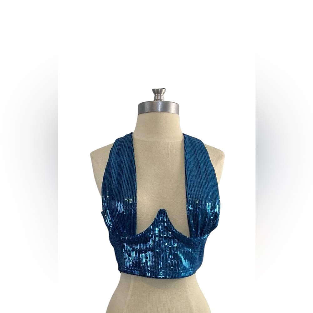 Shane Justin Lights Camera Action Top  Blue  Size L